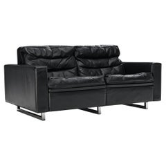 Two Seat Sofa in Black Leather