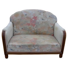 Two Seat Sofa Maurice Dufrene, with Floral Wood Carving details, France 1920's