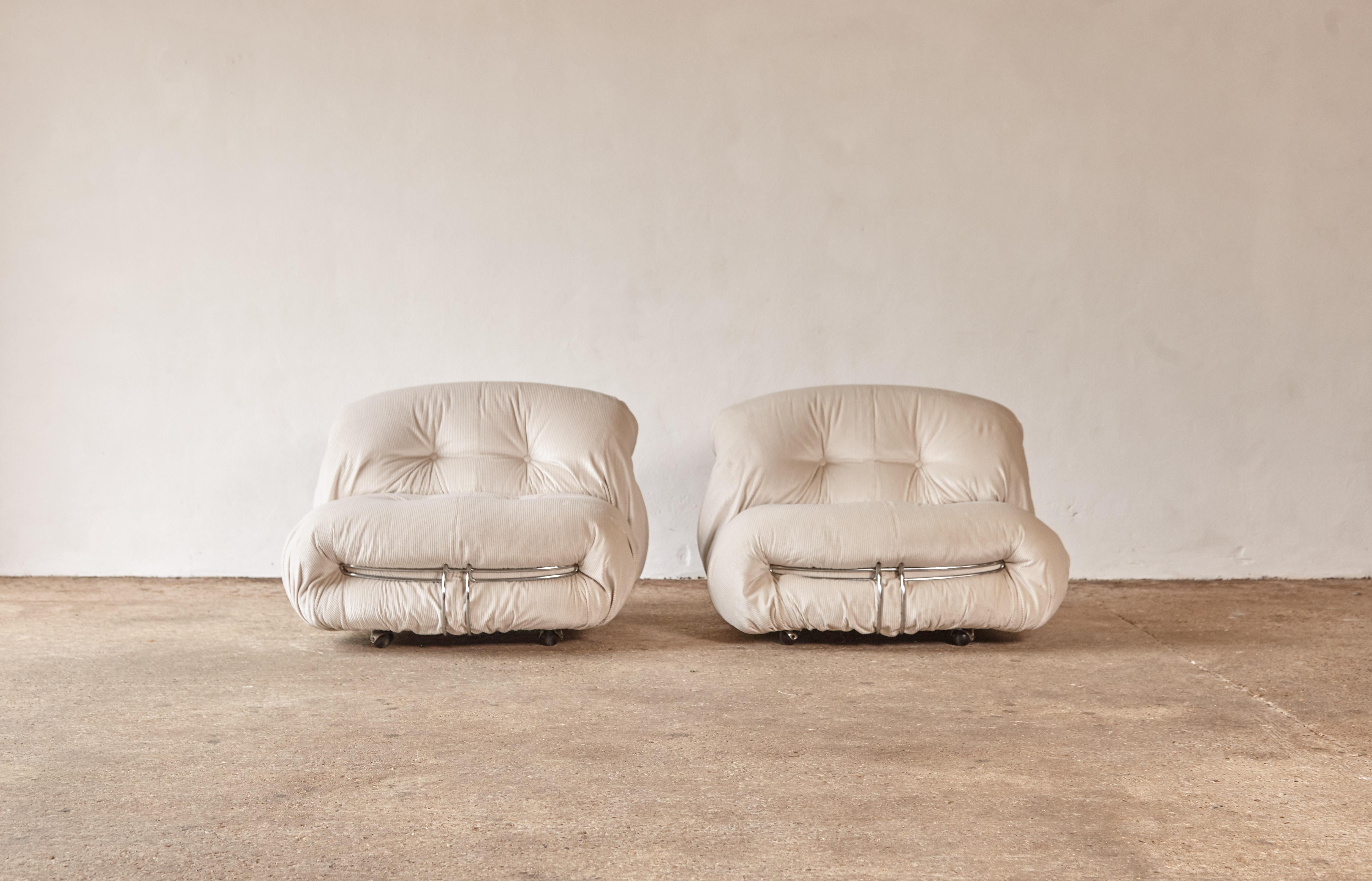 Fabric Soriana Sofa, Chairs and Ottoman by Afra & Tobia Scarpa, Cassina, Italy, 1970s