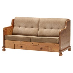 Art Deco Two-Seater Sofa with Drawer, French modernism, eclectic piece