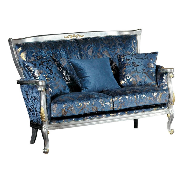Two Seat Blue Floral Sofa For Sale At 1stdibs
