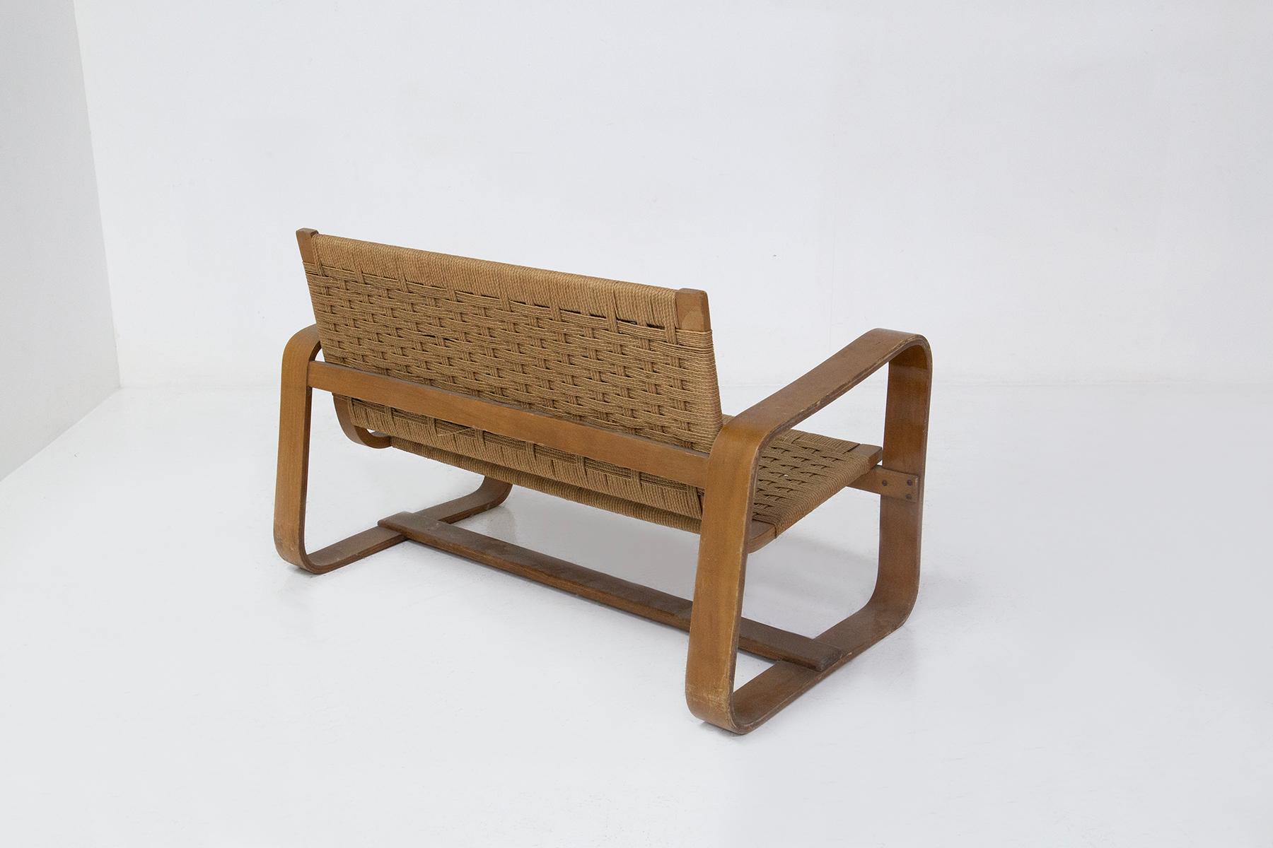 Zweisitziges strohsofa von Giuseppe Pagano (Italian) im Angebot
