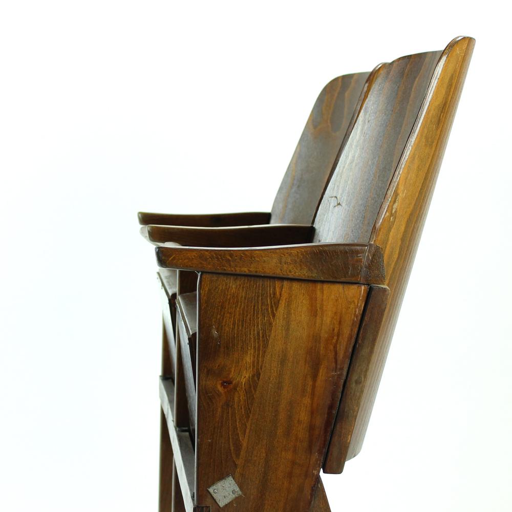 Wood Two-Seat Cinema Bench by Ton 'Thonet', Czechoslovakia circa 1960s For Sale