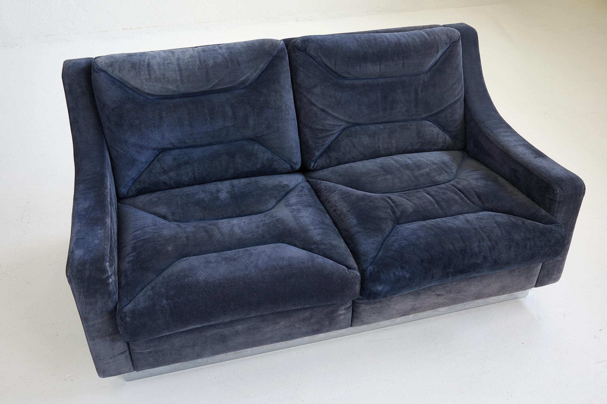 Acier Canapé deux places dans le style de Jacques Charpentier, France 1970 en vente
