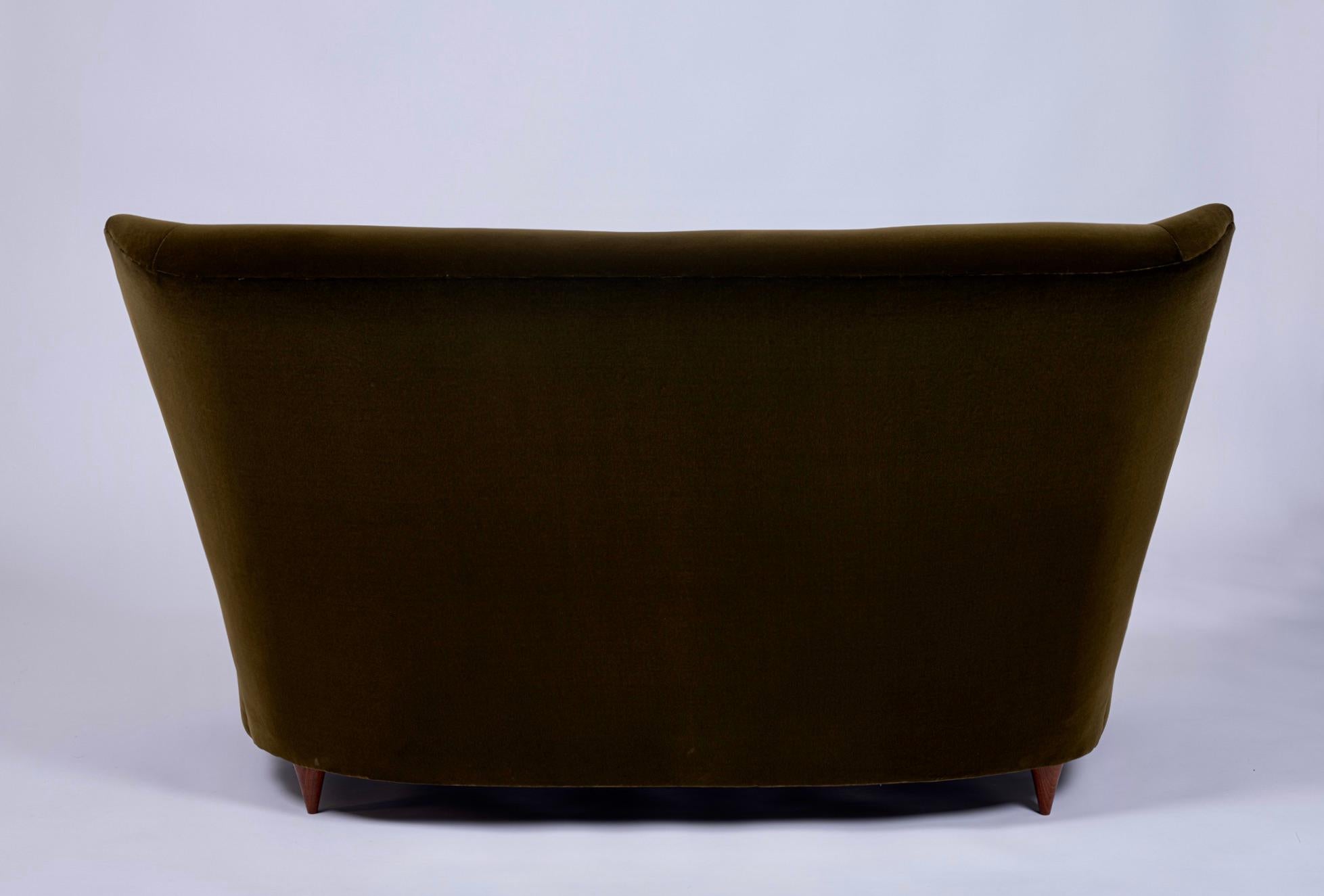 Two-Seater Green Velvet Sofa by Paolo Buffa for the Hotel Bristol, Italy, c.1950 4