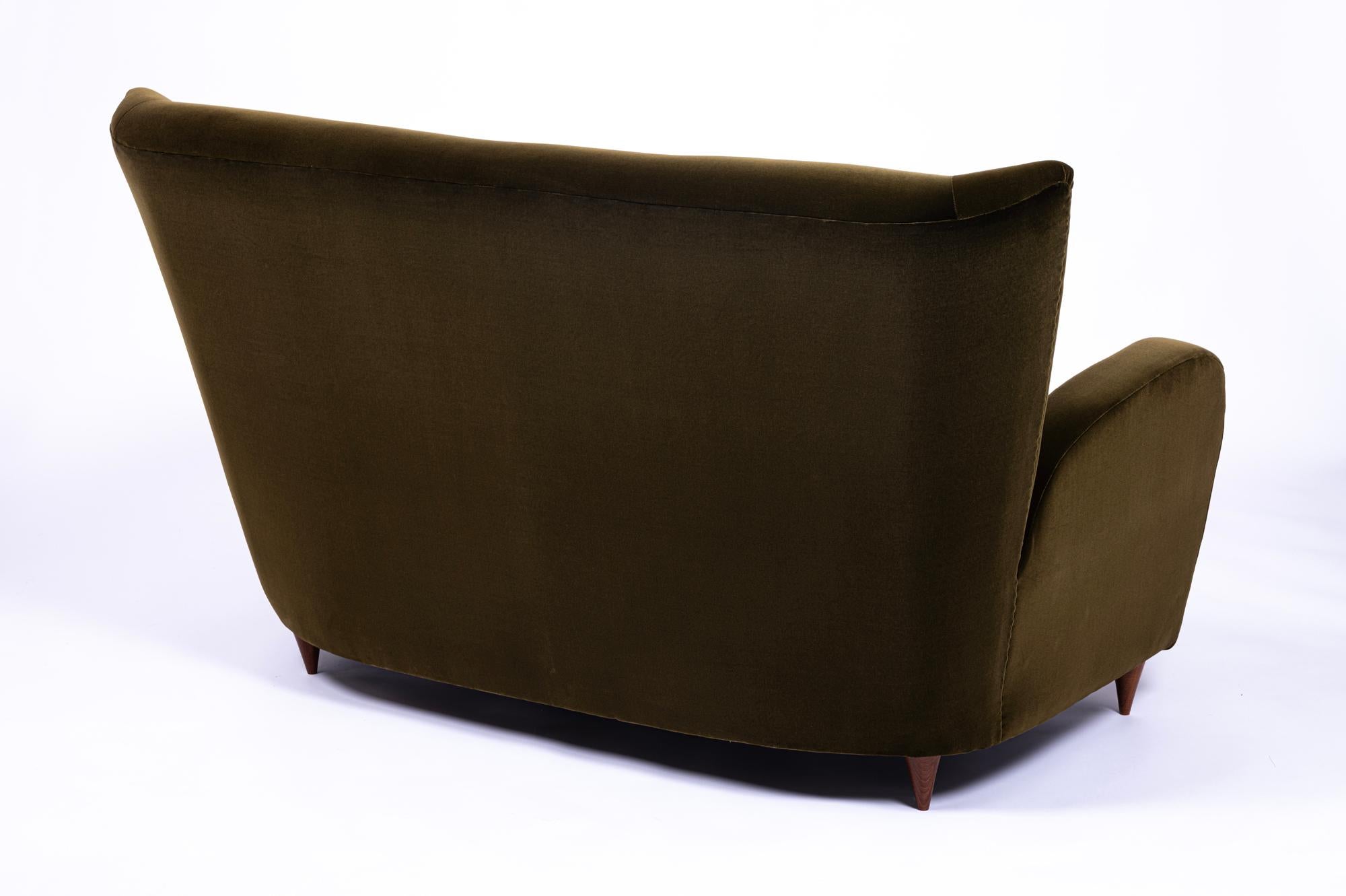 Two-Seater Green Velvet Sofa by Paolo Buffa for the Hotel Bristol, Italy, c.1950 6
