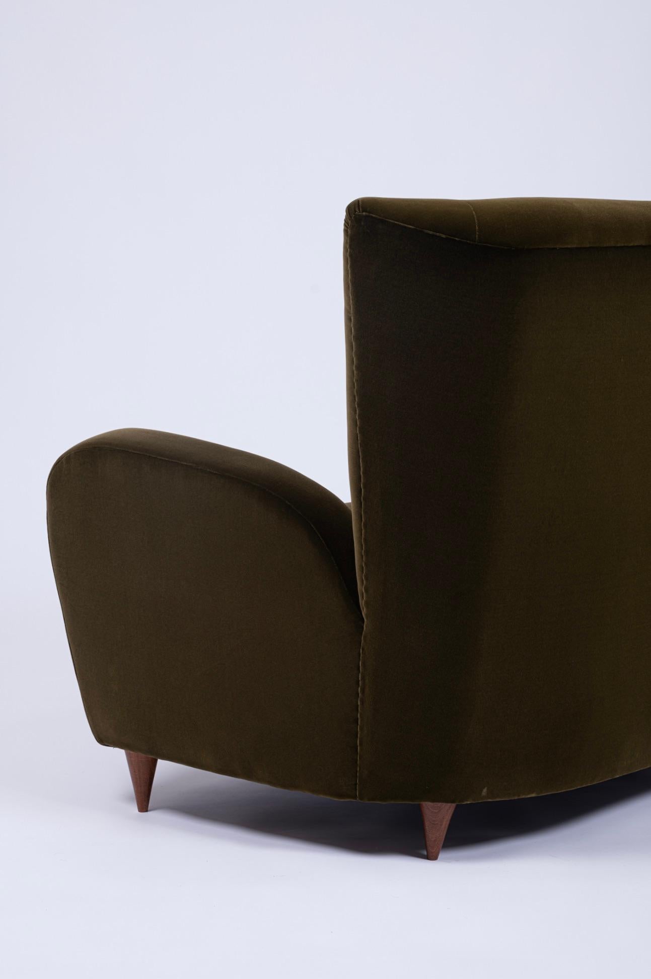 Two-Seater Green Velvet Sofa by Paolo Buffa for the Hotel Bristol, Italy, c.1950 7