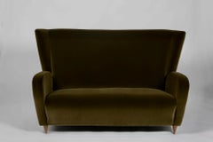 Two-Seater Green Velvet Sofa by Paolo Buffa for the Hotel Bristol, Italy, c.1950