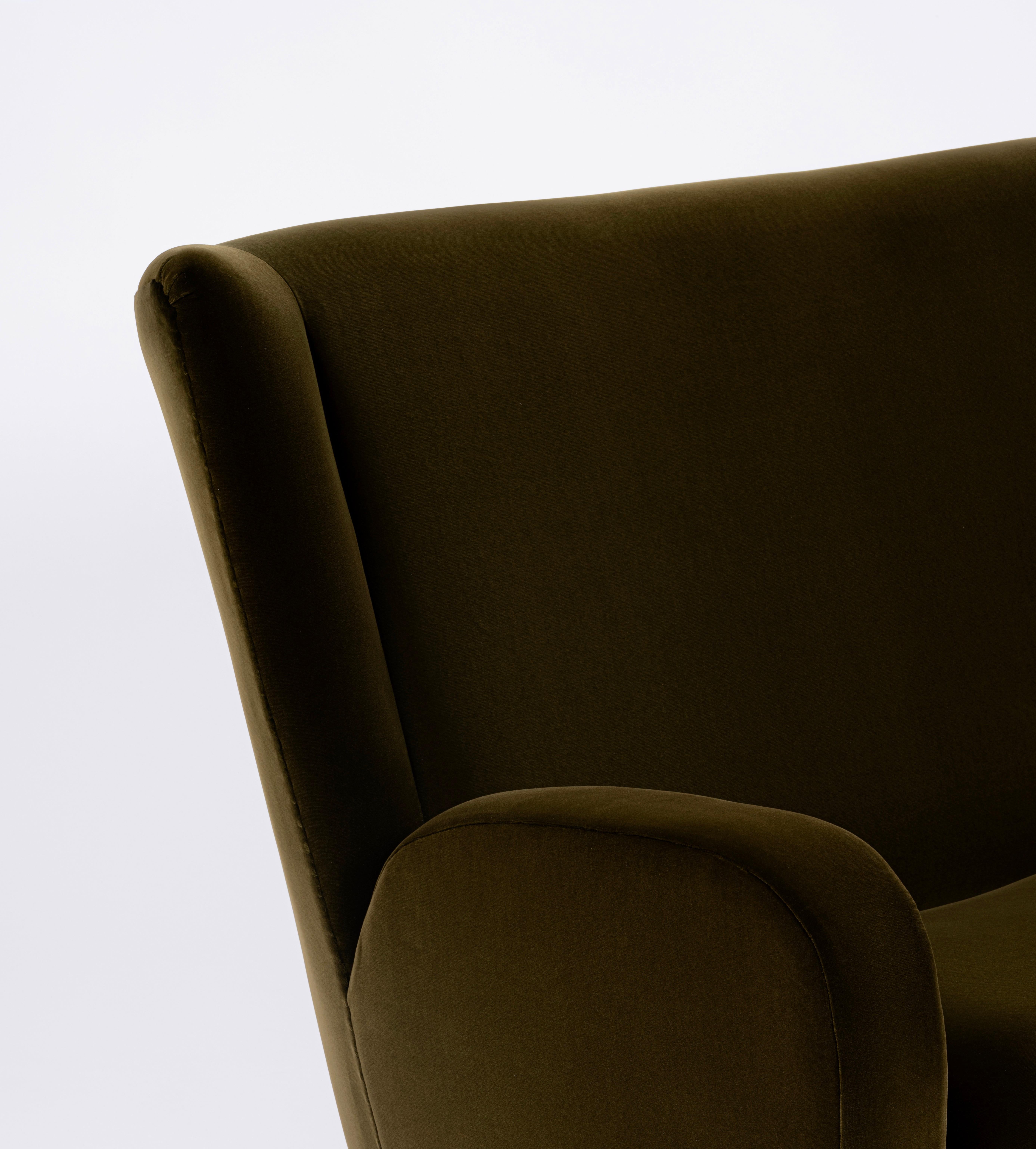 Italian Two-Seater Green Velvet Sofa by Paolo Buffa for the Hotel Bristol, Italy, c.1950