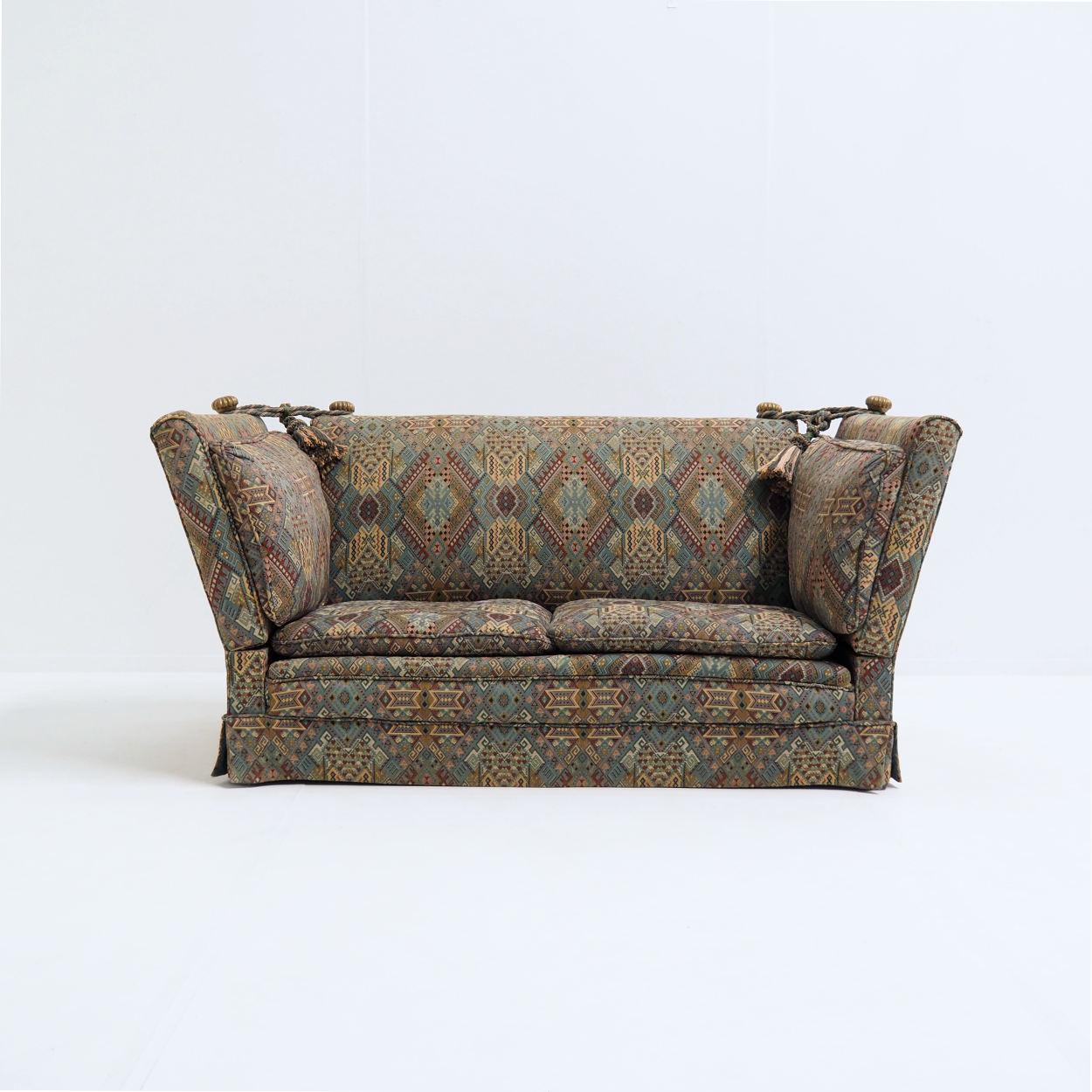 Two Seater Knole Sofa in 'Arts And Crafts' Upholstery For Sale 2