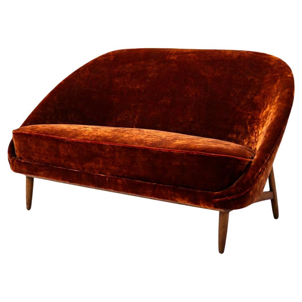 Two-seater Model 115 in Velvet Upholstery by Theo Ruth for Artifort, Netherlands