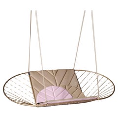 Swing de jardin ou de porche minimaliste en acier beige et rose