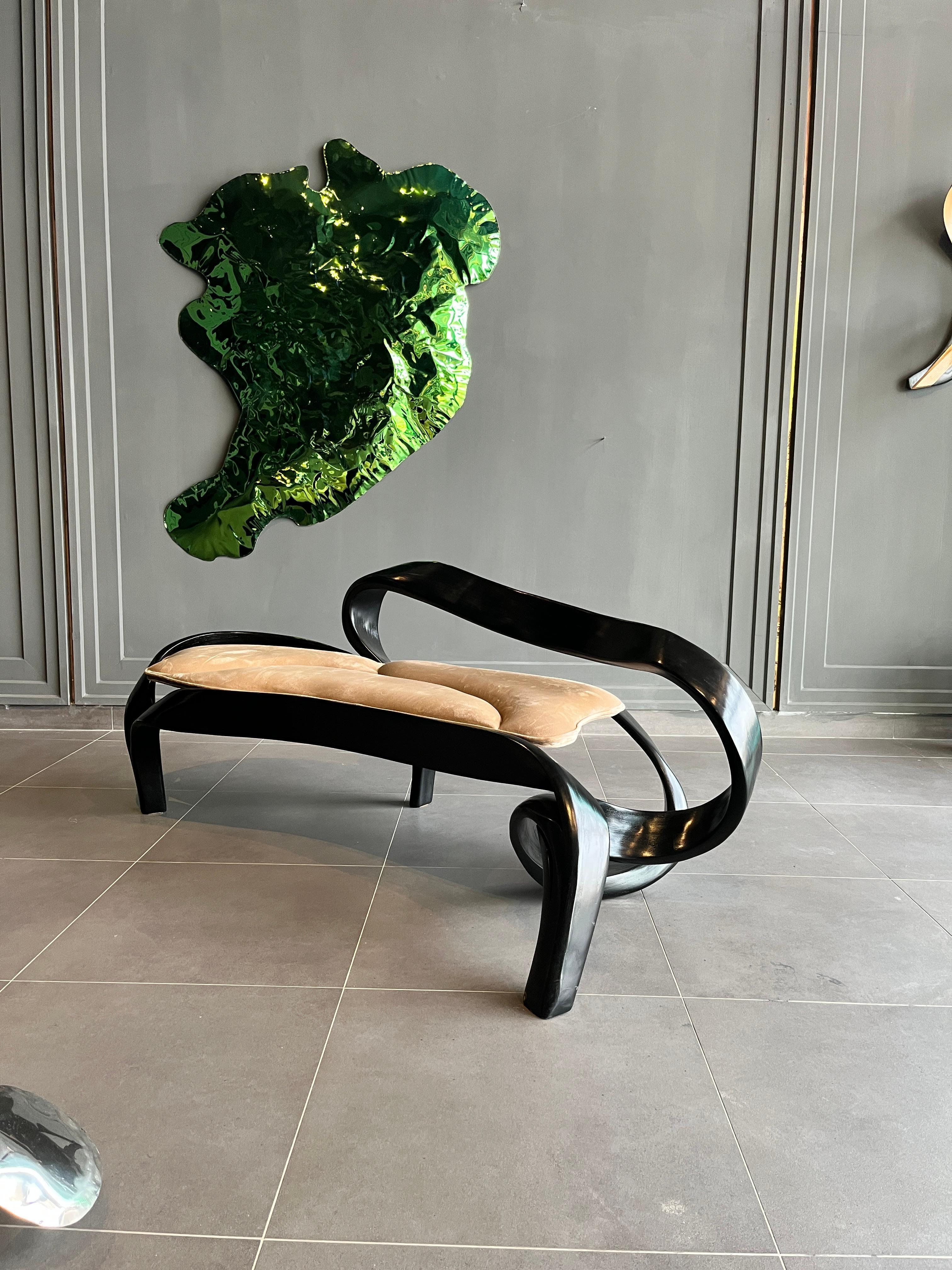 Bentwood Two Seater No. 2 - Fluentum Series by Raka Studio in Ebonised Ash Wood For Sale