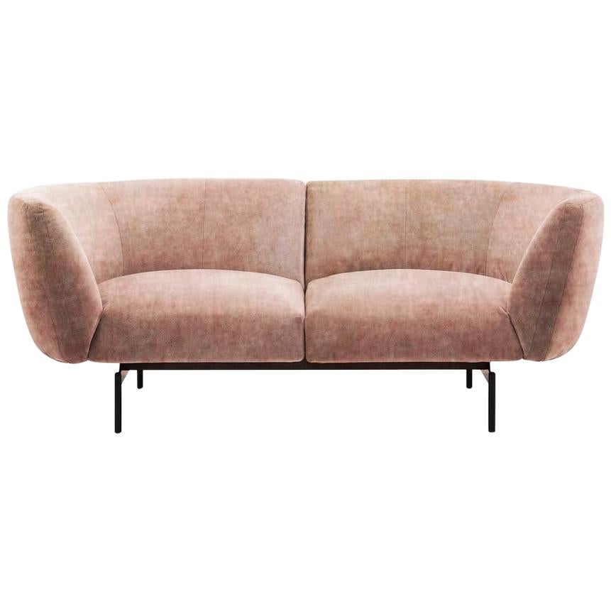 Two-Seat Pink Velvet Rendez-Vous Sofa by Sergio Bicego, Made in Italy