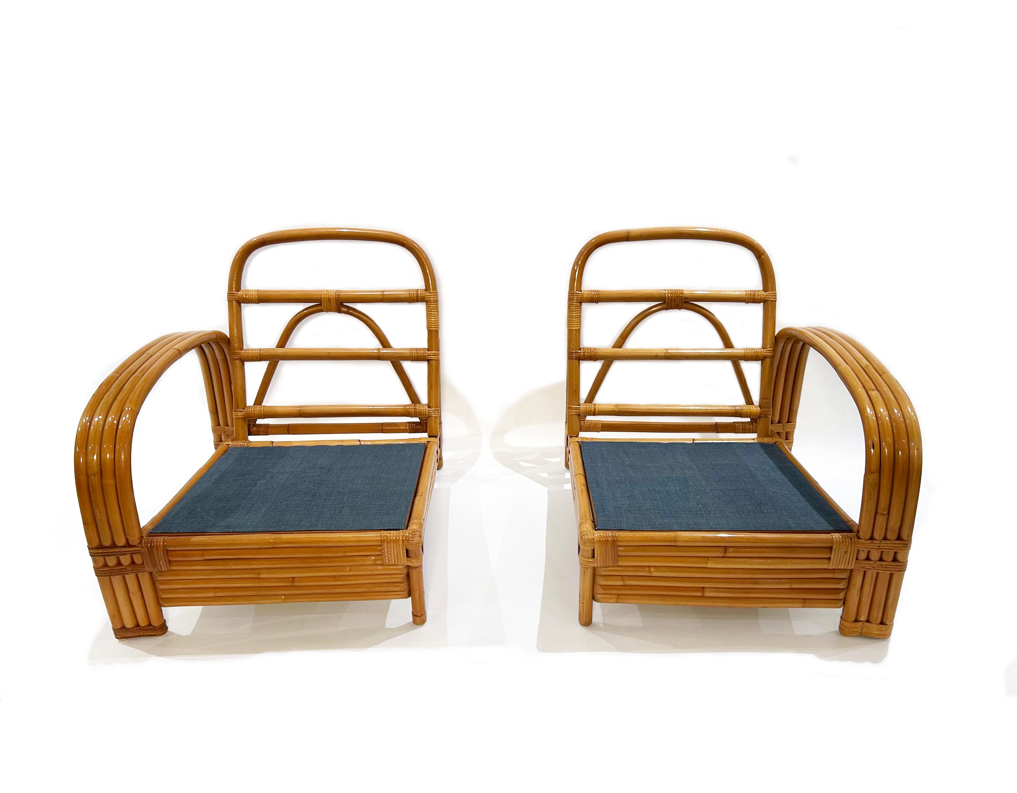 Sofá de dos plazas de ratán, años 50 en venta 1