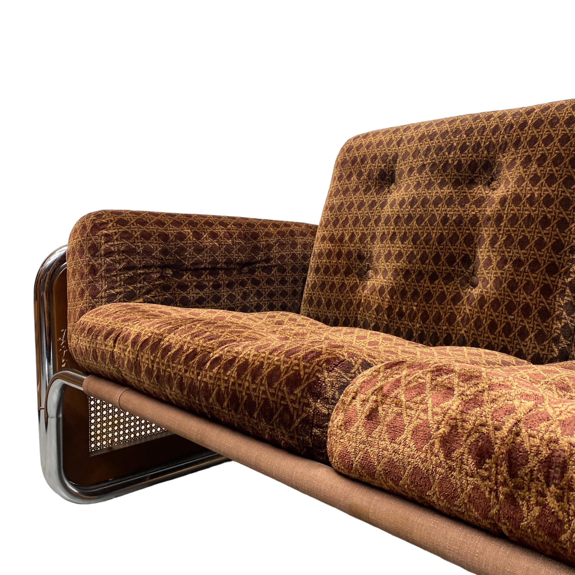Two Seater Sofa 70s Habitat Chrome Velour Wicker 2