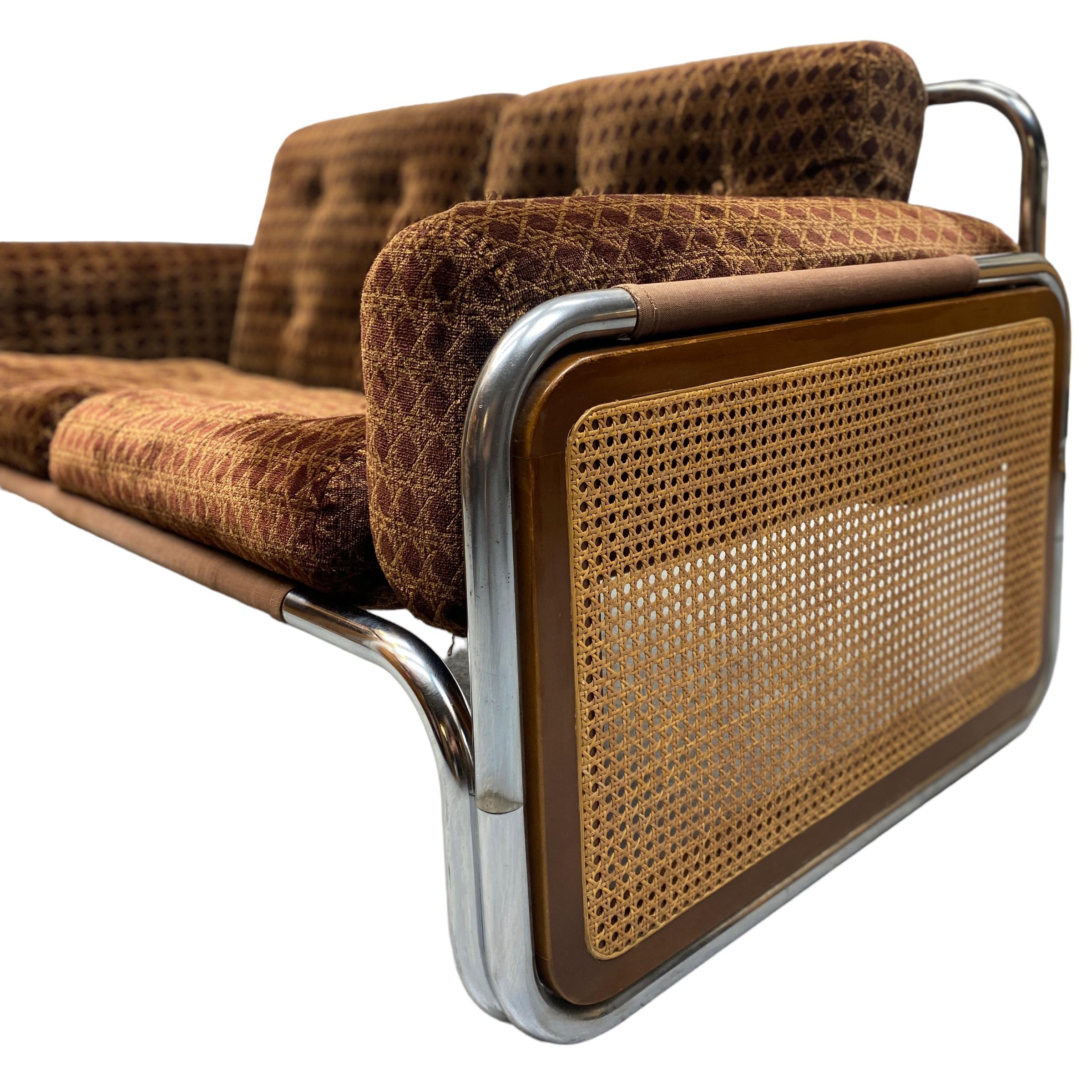 Two Seater Sofa 70s Habitat Chrome Velour Wicker 3