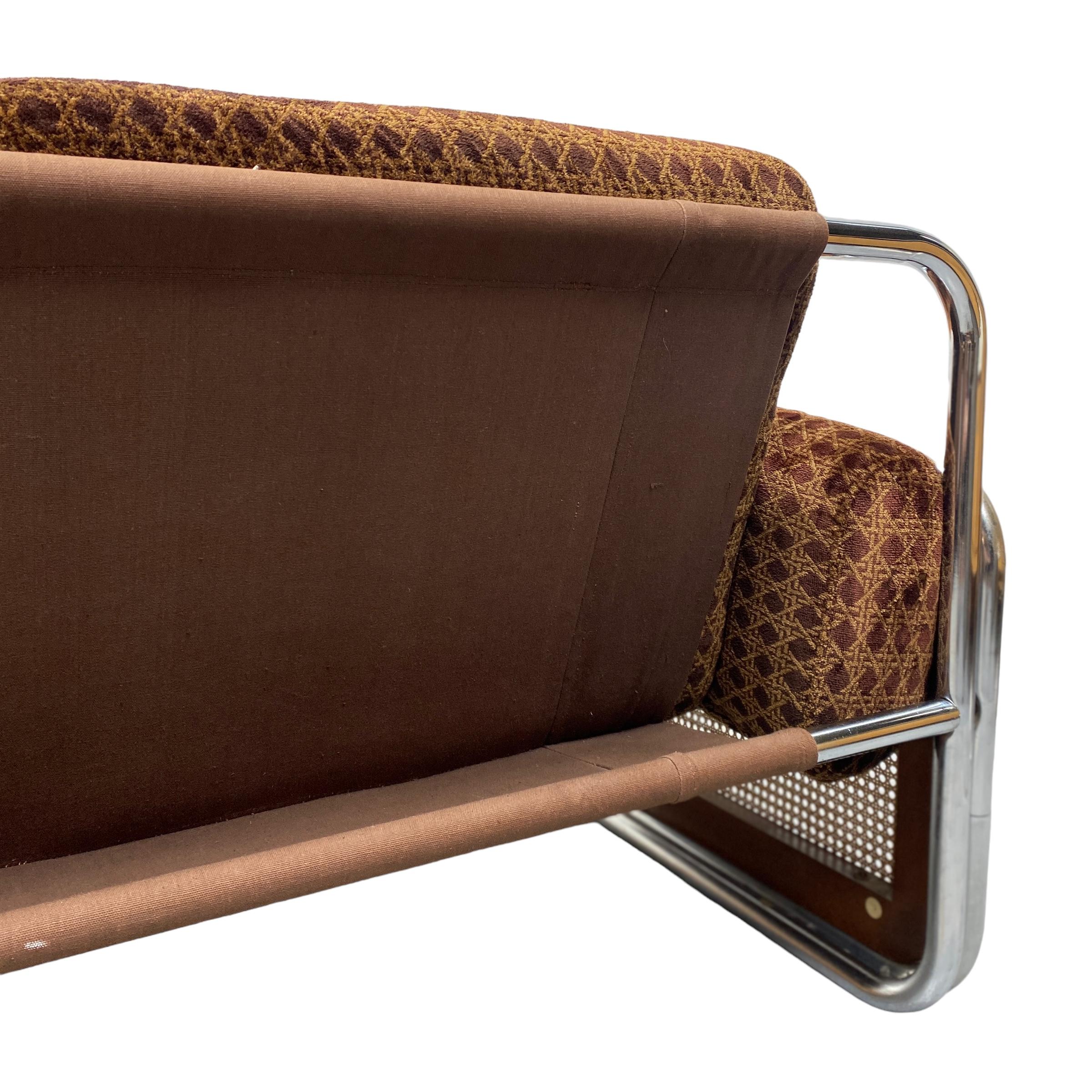Late 20th Century Two Seater Sofa 70s Habitat Chrome Velour Wicker