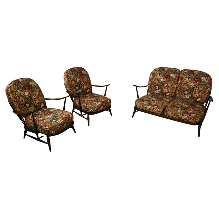 Two seater sofa and two armchairs "Windsor" by Ercol, 1970's For Sale