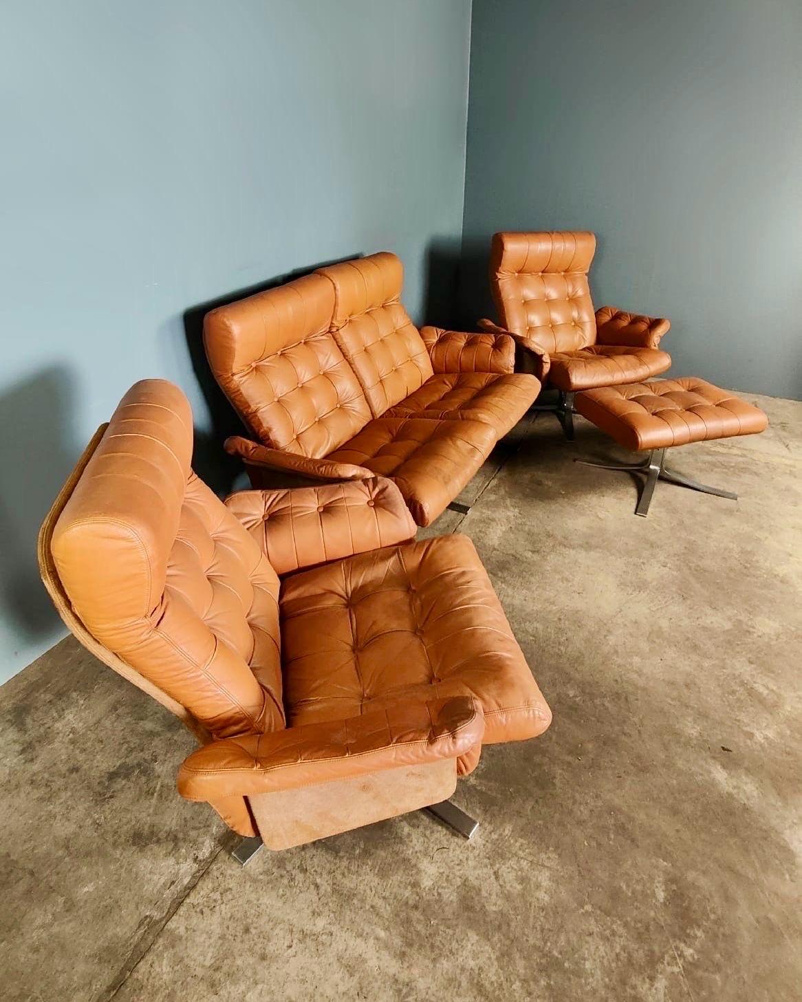 Leather Two Seater Sofa Atlantis By Ebbe Gehl Søren Nissen Jeki Møbler Mid Century Retro For Sale