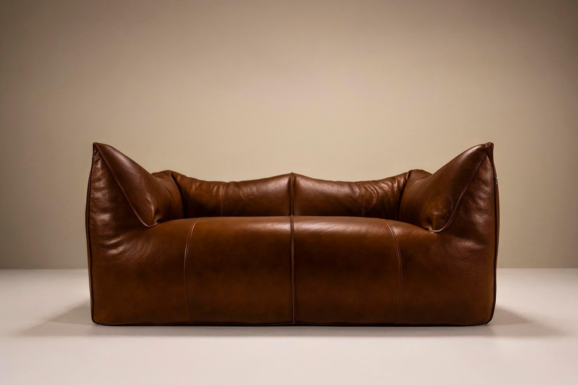 Two-seater Sofa 'Bambole' in Upholstered Leather by Mario Bellini for B&B Italia in vendita 3