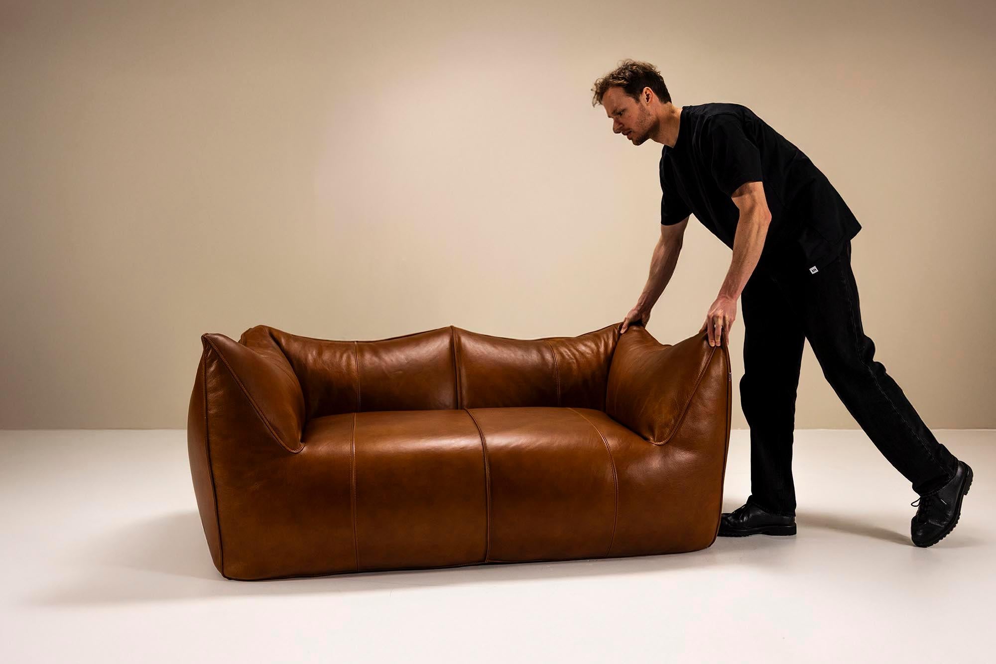 Two-seater Sofa 'Bambole' in Upholstered Leather by Mario Bellini for B&B Italia in vendita 4