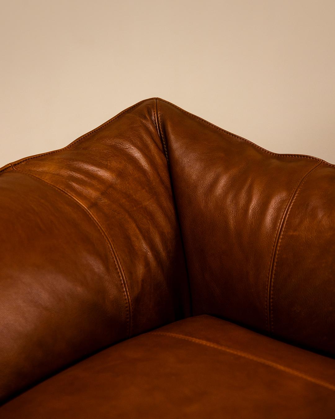 Two-seater Sofa 'Bambole' in Upholstered Leather by Mario Bellini for B&B Italia in vendita 12
