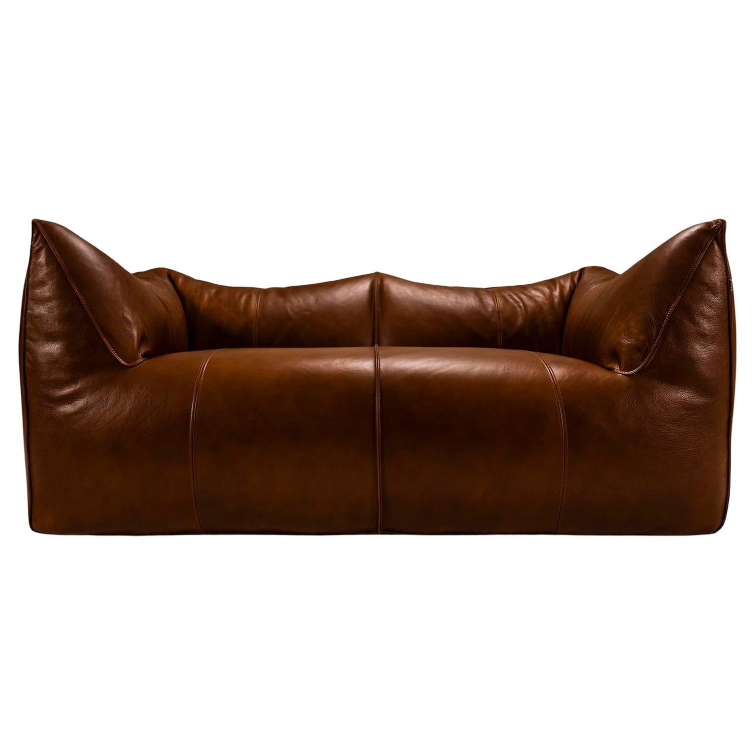 Two-seater Sofa 'Bambole' in Upholstered Leather by Mario Bellini for B&B Italia