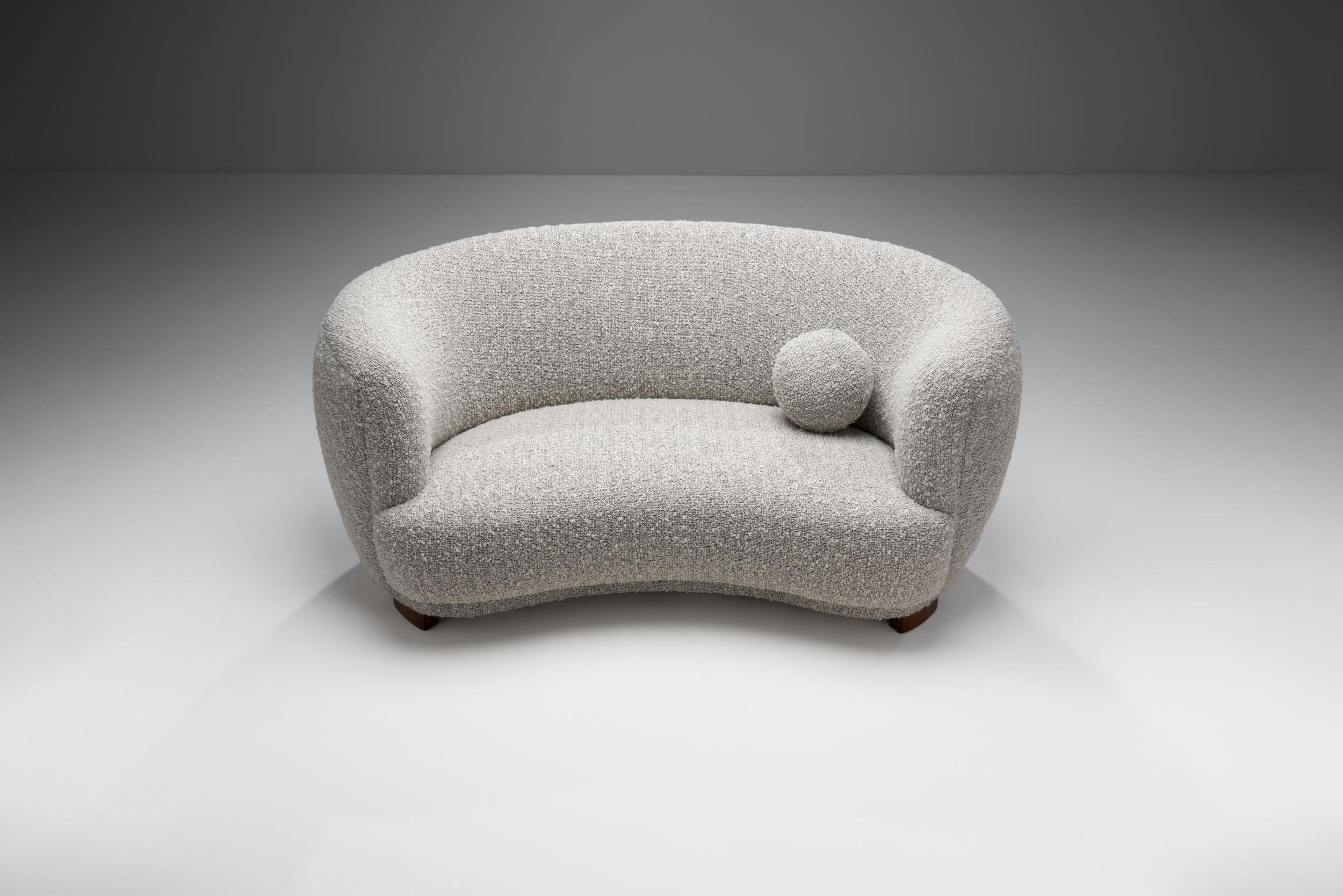 Bouclé Two-Seater Sofa by a Danish Cabinetmaker, Denmark 1940s For Sale