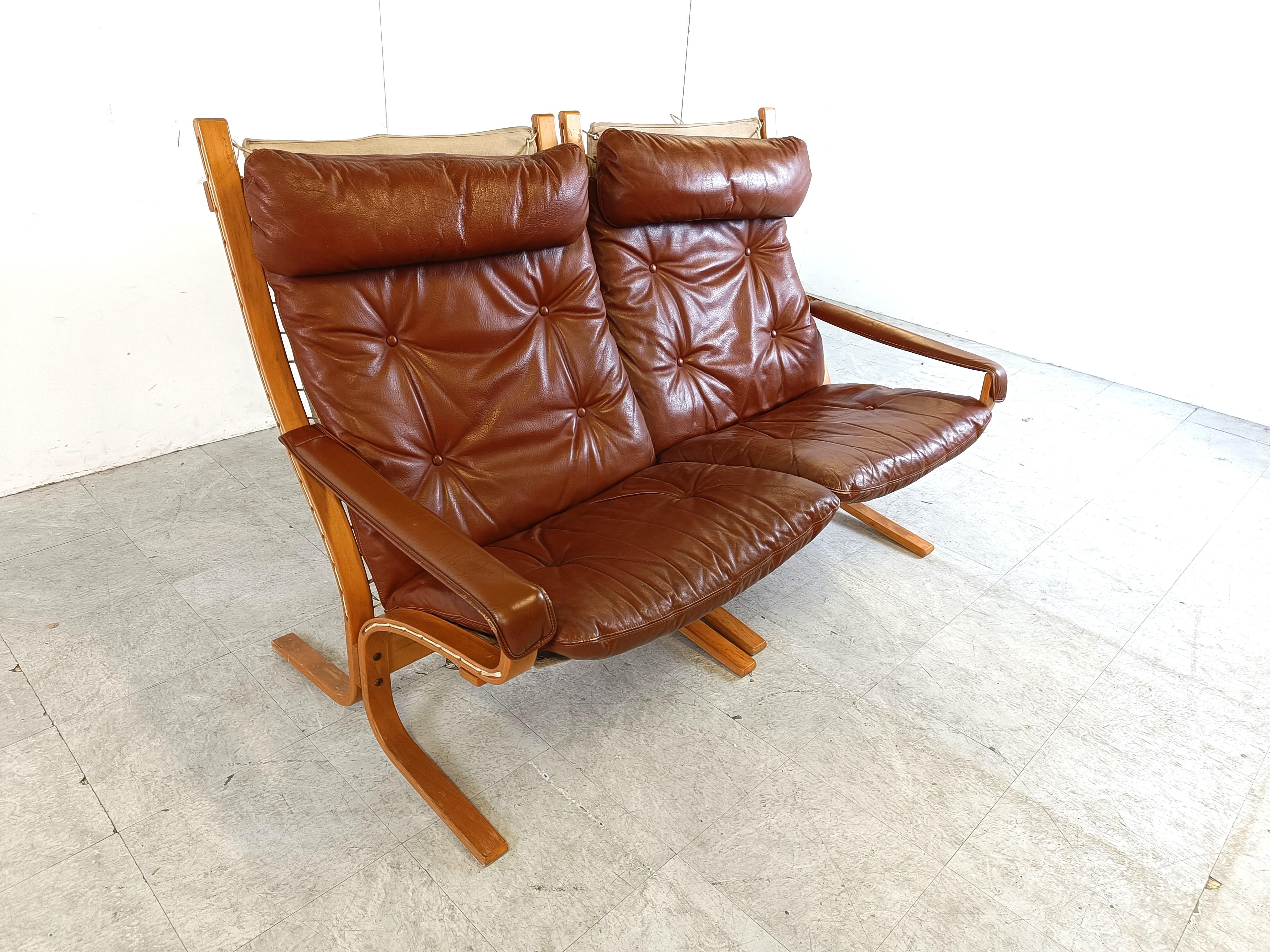 Leather Two seater sofa by Ingmar Relling for Westnofa, 1980s