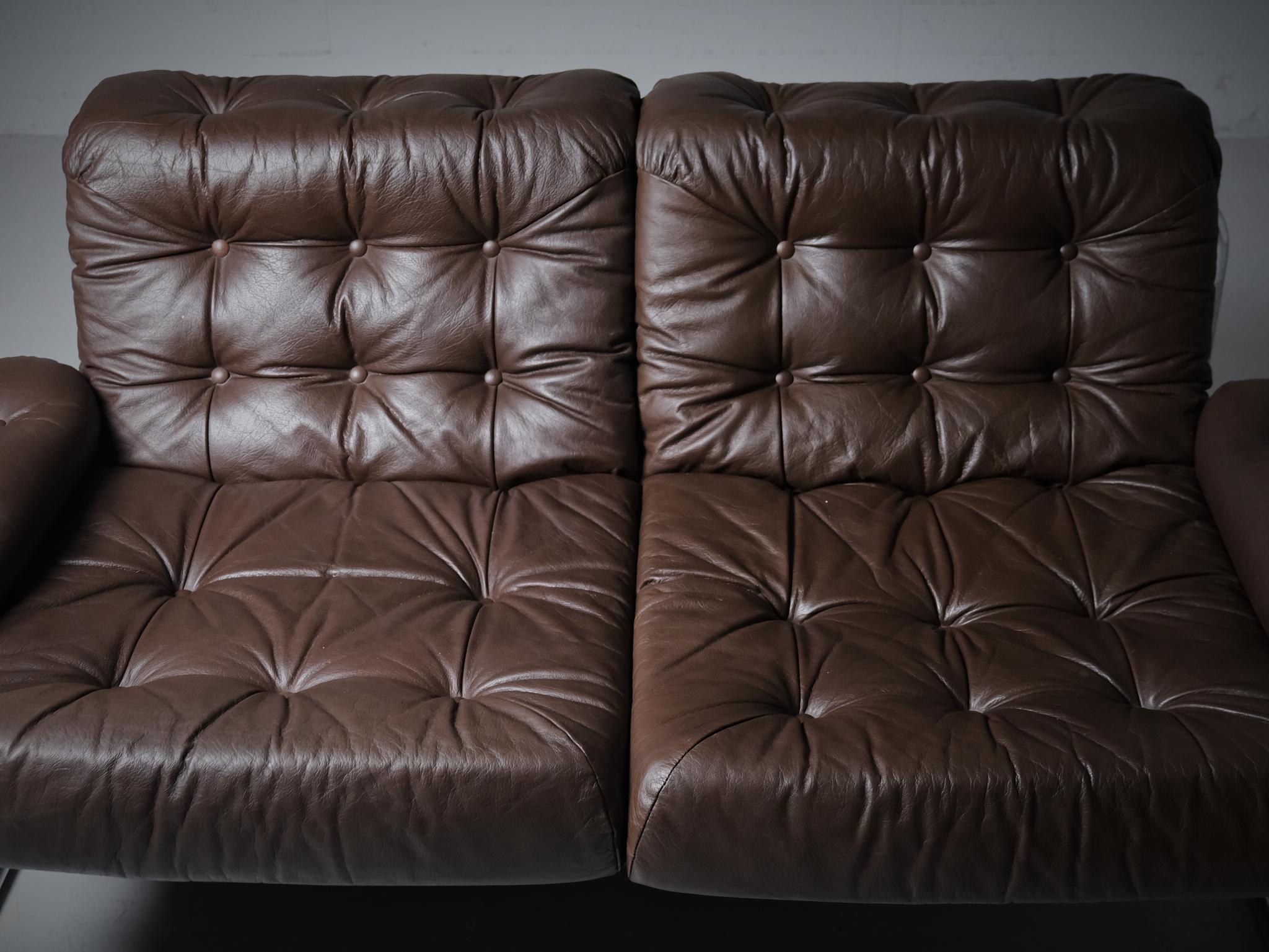 Leather Two-seater sofa by John Bertil Häggström for IKEA, Sweden, 1970s