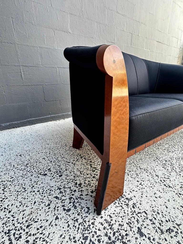 Two Seater Sofa by Michael Graves in Birdseye Maple and Black Fabric 1980s For Sale 1