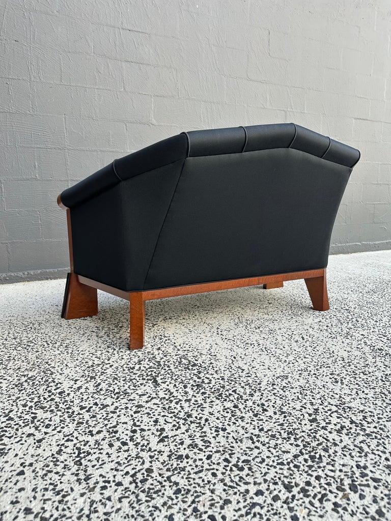 Two Seater Sofa by Michael Graves in Birdseye Maple and Black Fabric 1980s For Sale 2