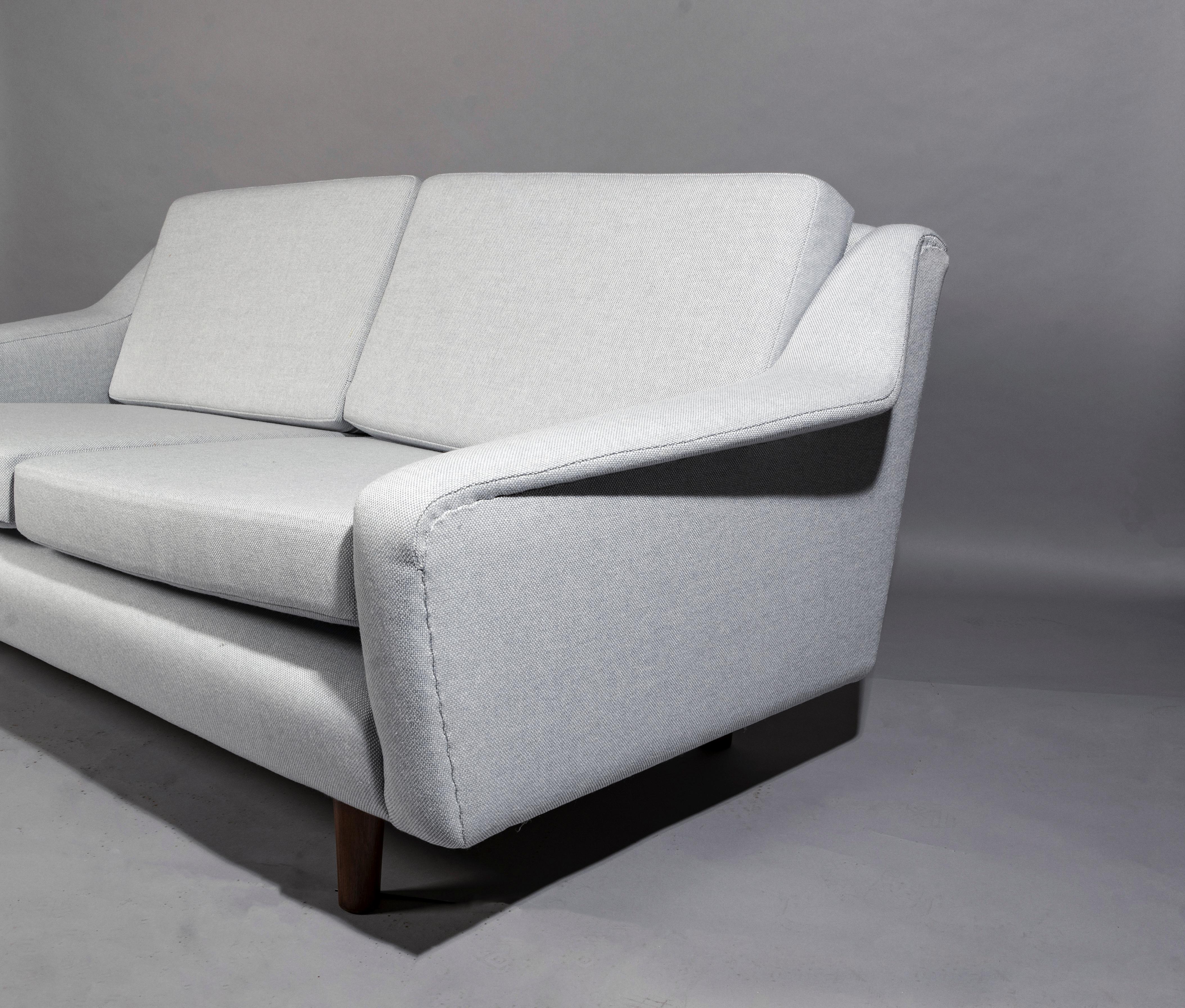 Danish Two-Seat Sofa, Denmark 1960s, Reupholstered in Kvadrat Fabric For Sale