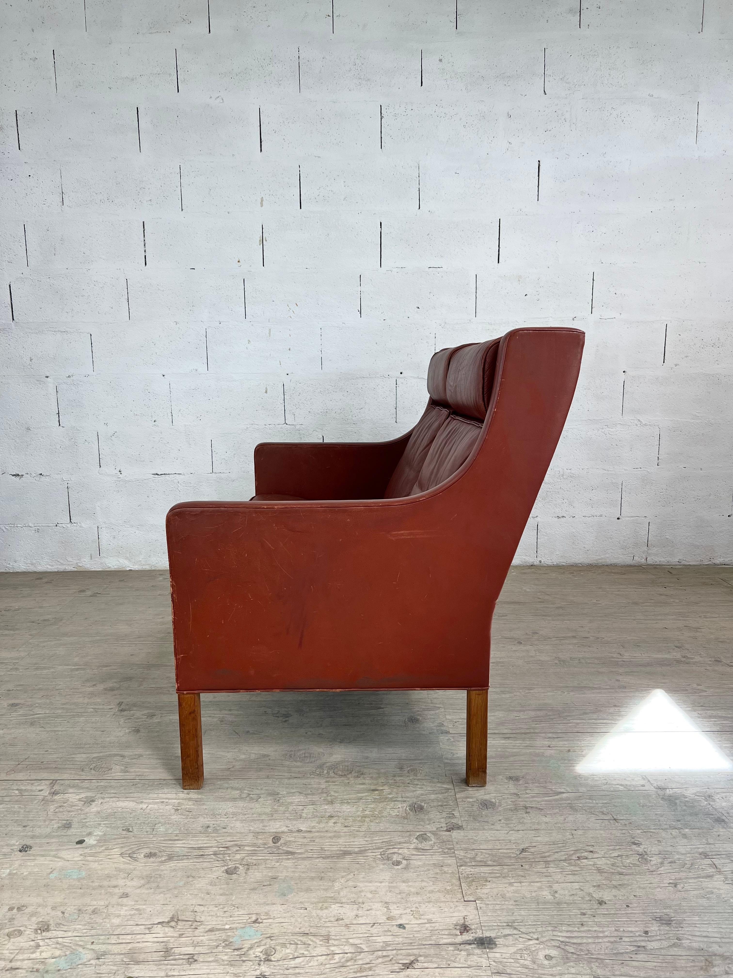 Danese Divano a due posti in pelle cognac di Børge Mogensen per Fredericia Stolefabrik in vendita