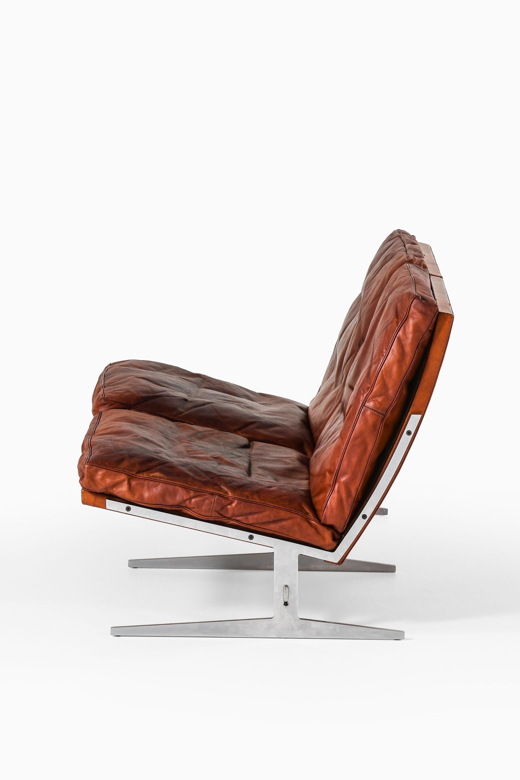 Scandinavian Modern Two Seater Sofa in Steel & Leather by Jørgen Kastholm & Preben Fabricius, 1960's
