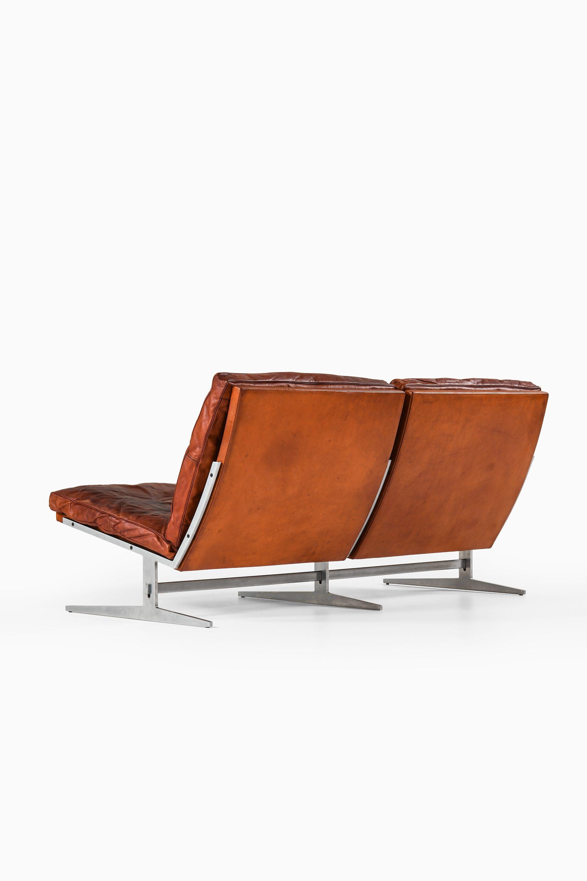Danish Two Seater Sofa in Steel & Leather by Jørgen Kastholm & Preben Fabricius, 1960's For Sale