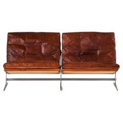 Two Seater Sofa in Steel & Leather by Jørgen Kastholm & Preben Fabricius, 1960's