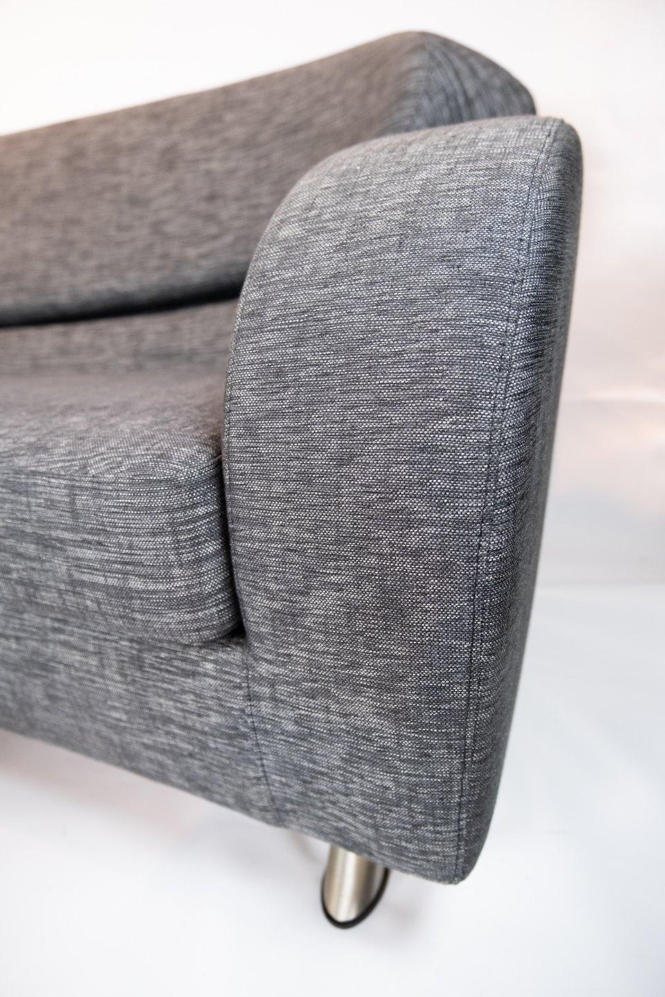 Late 20th Century Two-Seat Sofa of Grey Wool Fabric with Stool by the Norwegian Brand Brunstad
