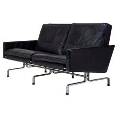 Zweisitzer-Sofa PK31 von Poul Kjaerholm aus schwarzem Leder, Dänemark 1958