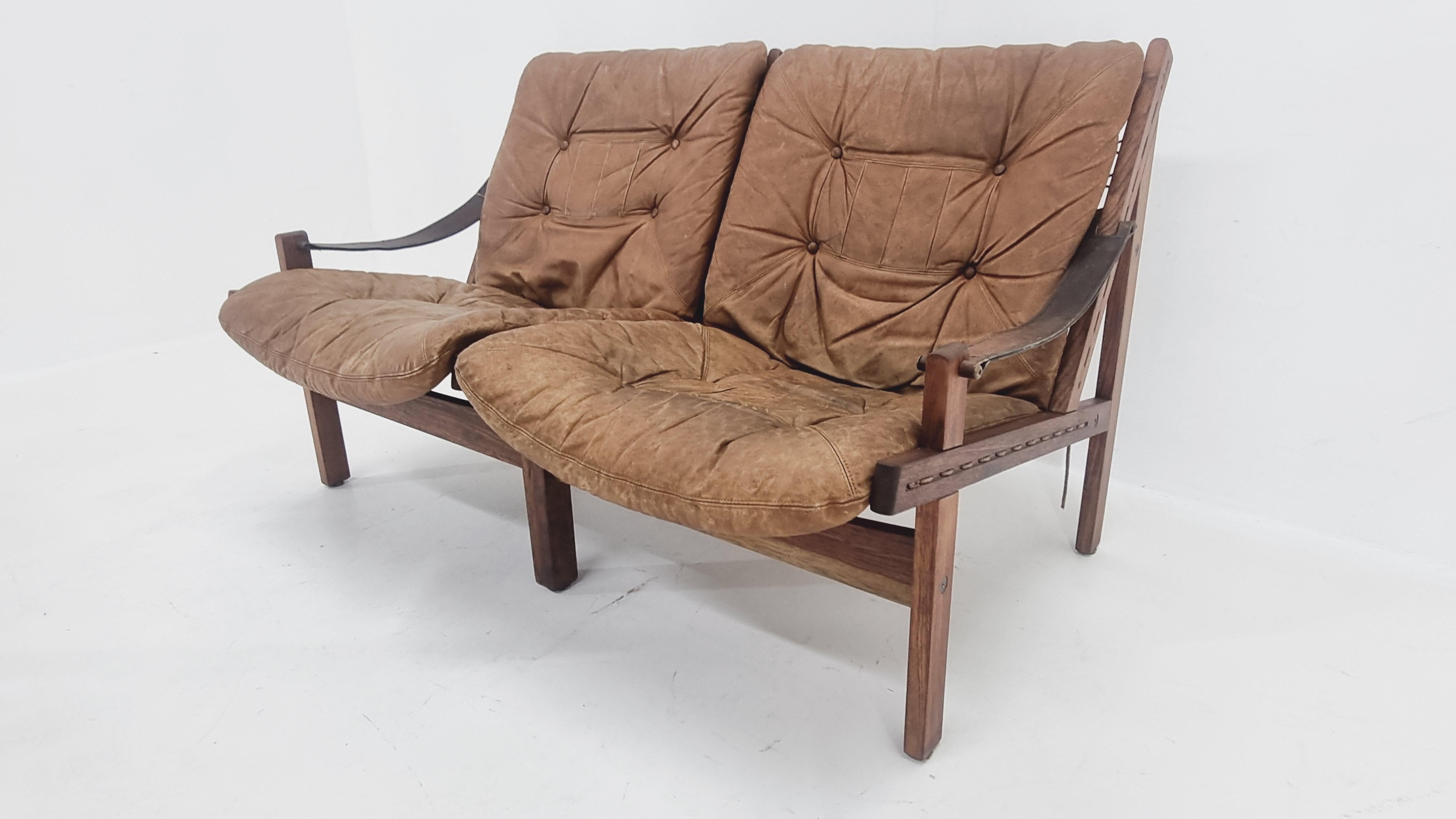 Mid-Century Modern Two-Seater Sofa Set Hunter by Torbjørn Afdal for Bruksbo Norway, 1960s For Sale