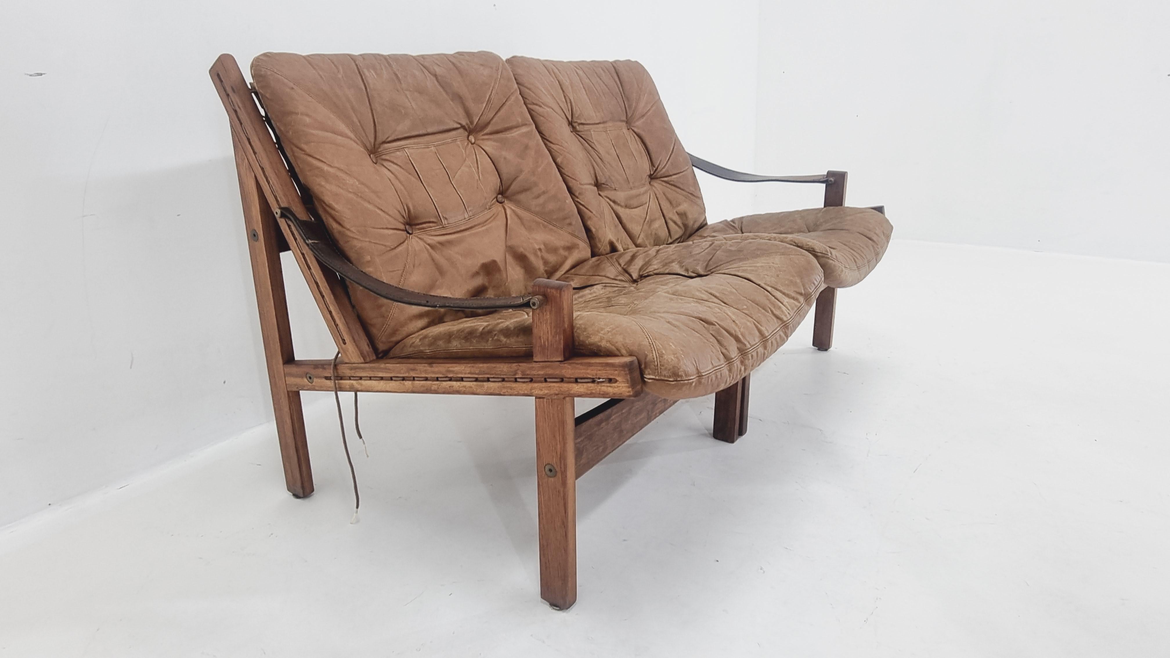 Norwegian Two-Seater Sofa Set Hunter by Torbjørn Afdal for Bruksbo Norway, 1960s For Sale