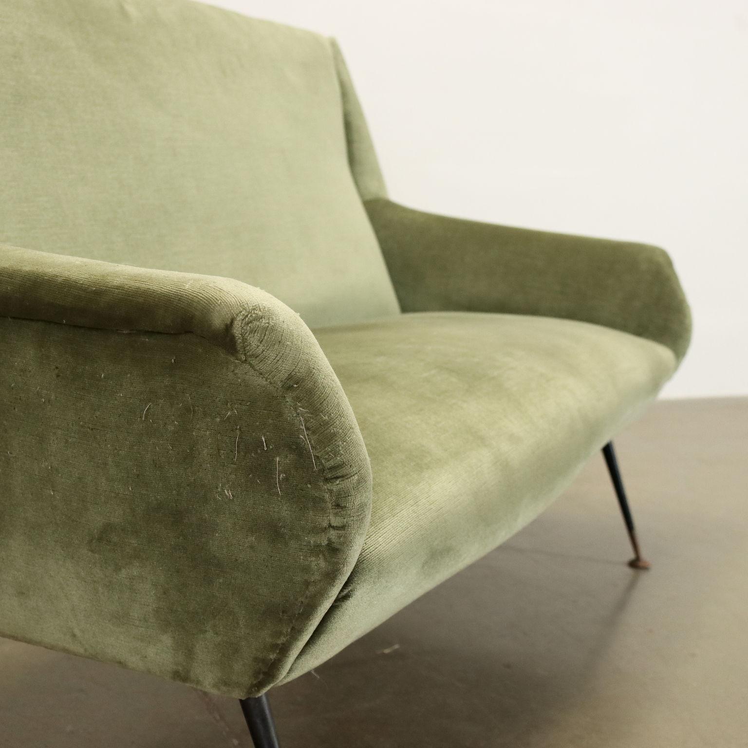 Mid-Century Modern Two-Seater Sofa Velvet Italy 1950s-1960s