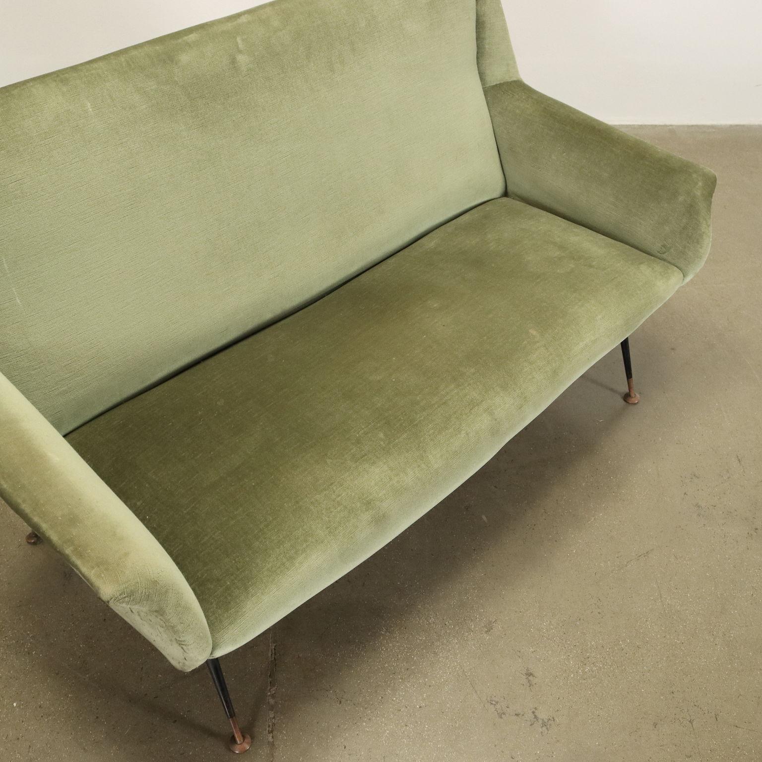 20th Century Two-Seater Sofa Velvet Italy 1950s-1960s