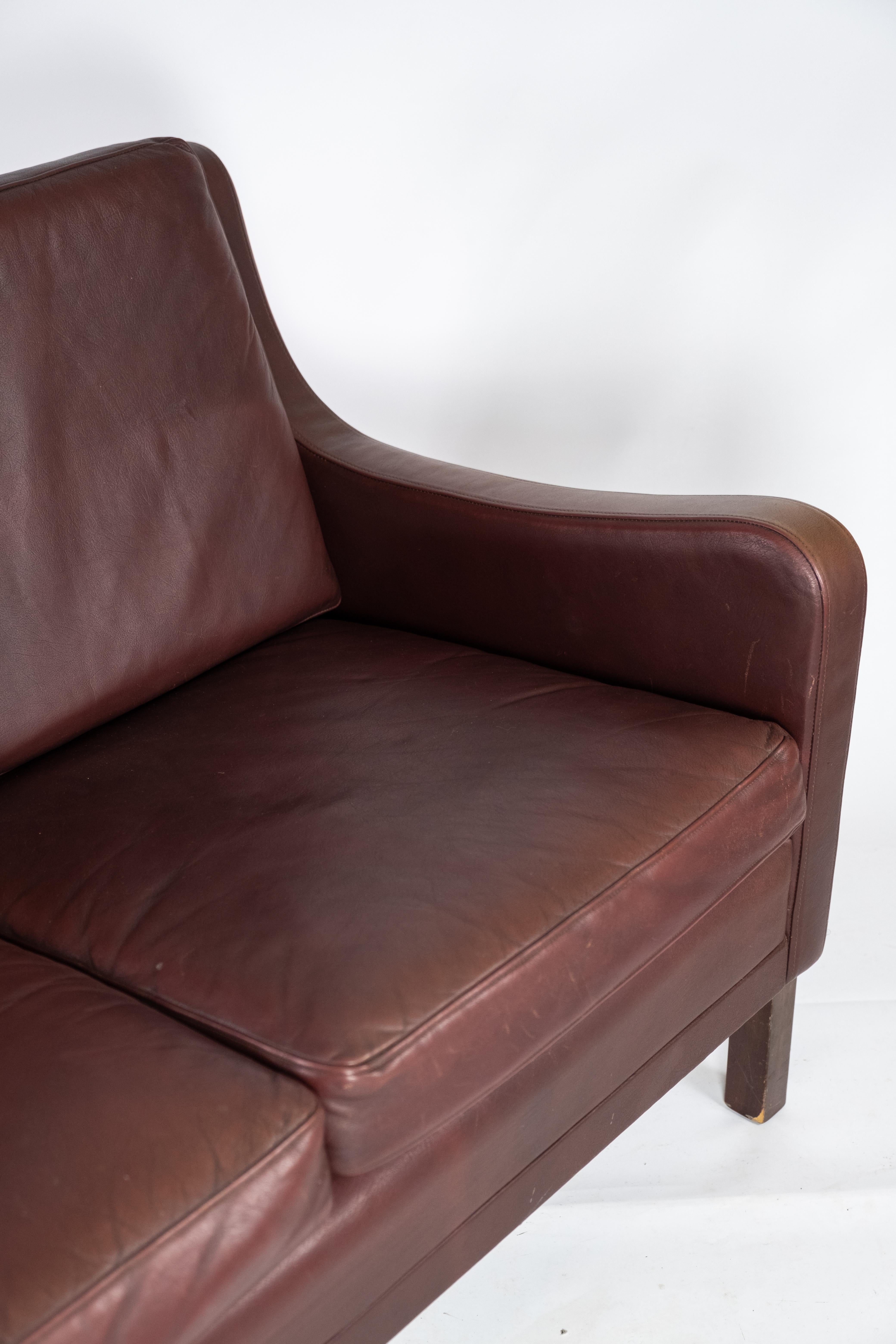 Two-Seat Sofa, with Red Brown Leather by Stouby Furniture 6