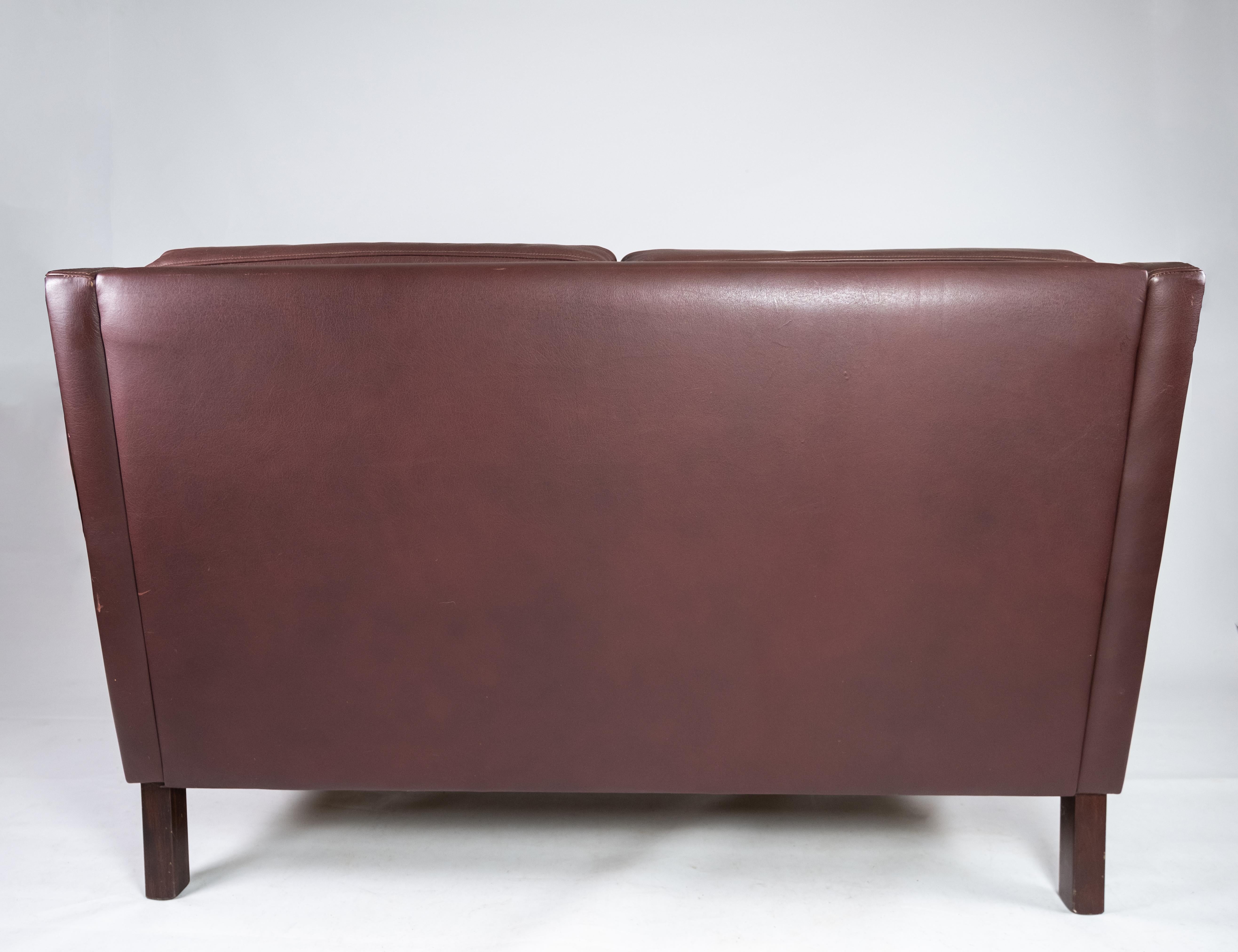Two-Seat Sofa, with Red Brown Leather by Stouby Furniture 7