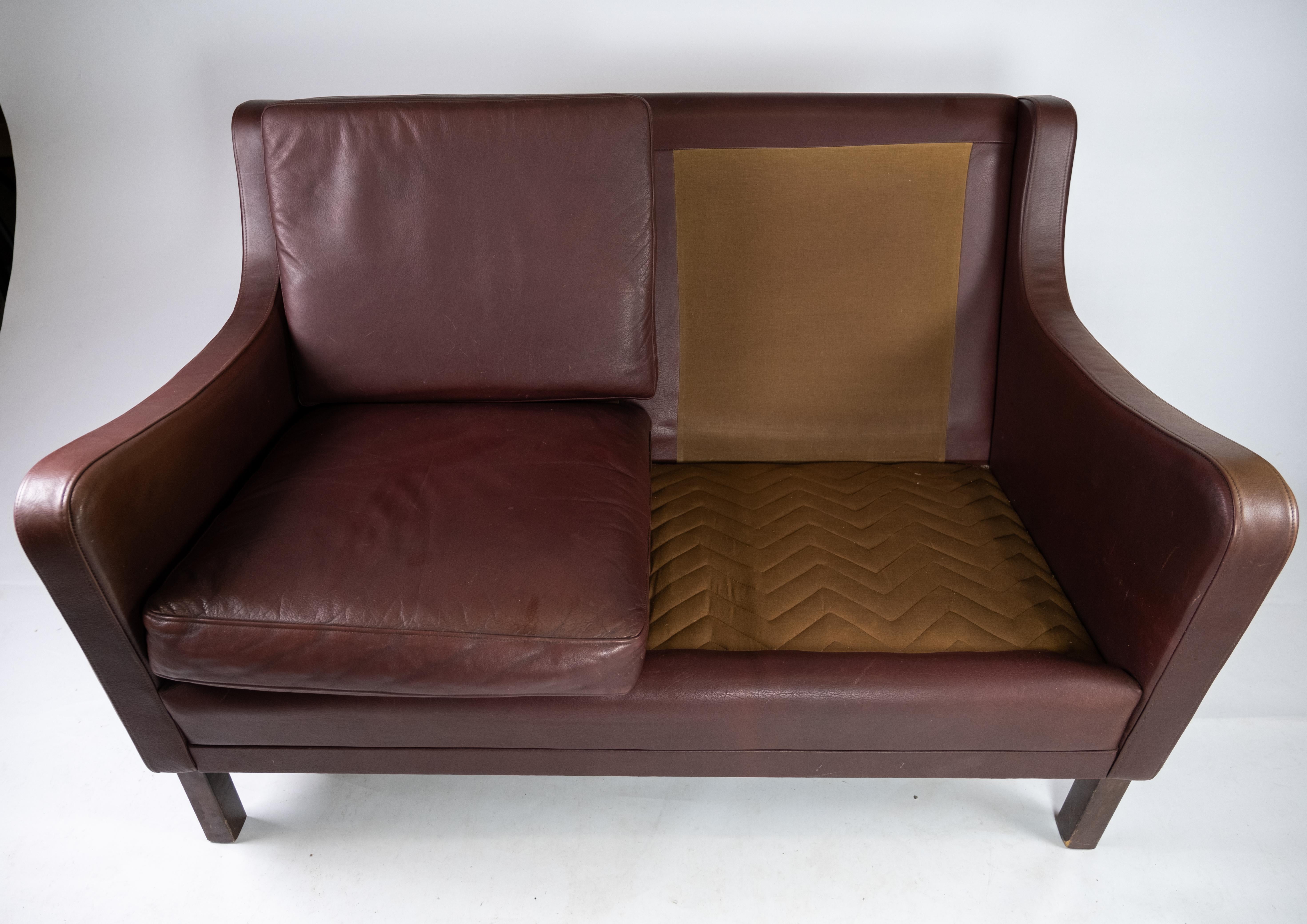 Two-Seat Sofa, with Red Brown Leather by Stouby Furniture 8