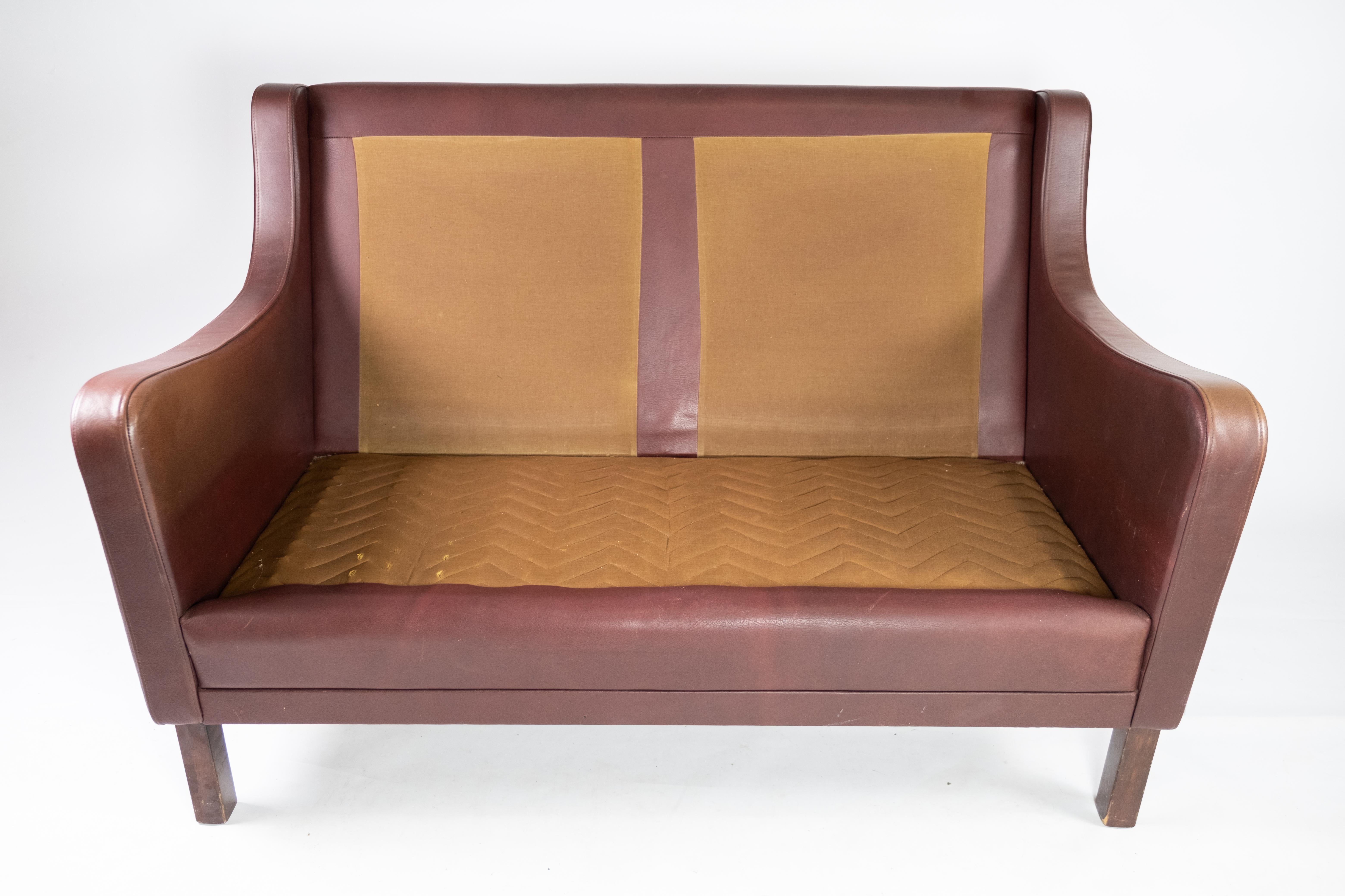 Two-Seat Sofa, with Red Brown Leather by Stouby Furniture 11