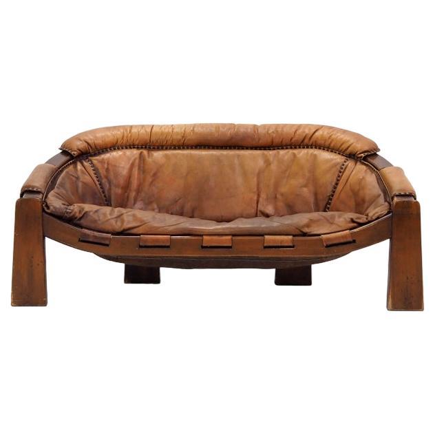 Two-Seater Sofa with Stunning Patina by Luciano Frigerio. Italy, 1970s For Sale