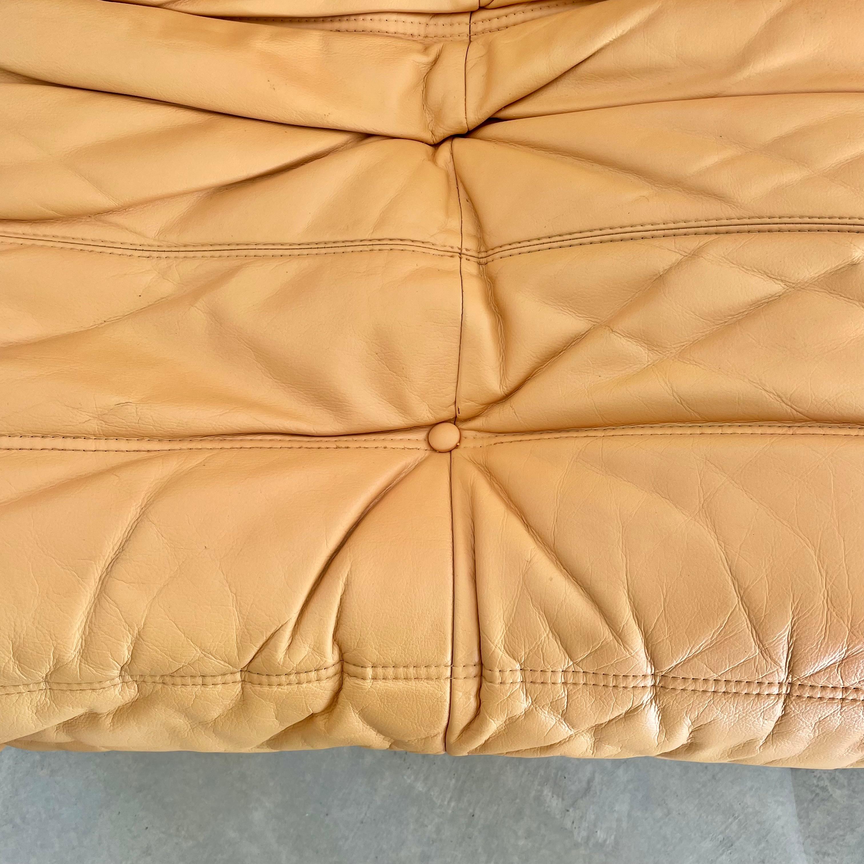 Sofá Togo de dos plazas en piel amarilla de Ligne Roset, años 80 Francia en venta 8